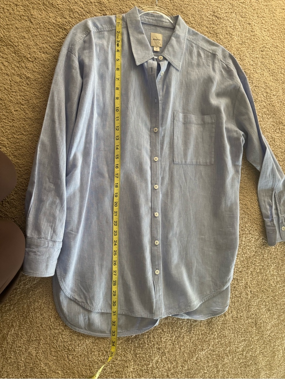 Anthropologie Maeve Linen Buttondown Shirt in Powder Periwinkle - size M - Picture 13 of 13